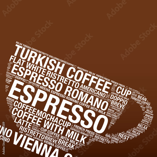 Coffee cup with word cloud vector illustration