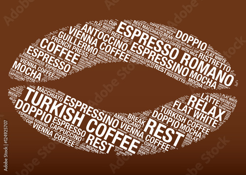 Coffee bean with word cloud vector illustration