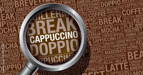 Cappuccino coffee word cloud concept vector design template