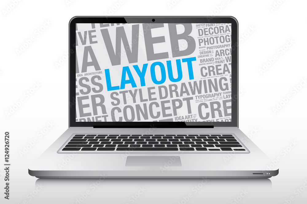 Layout concept on laptop screen vector illustration Layout concept on laptop screen vector illustration