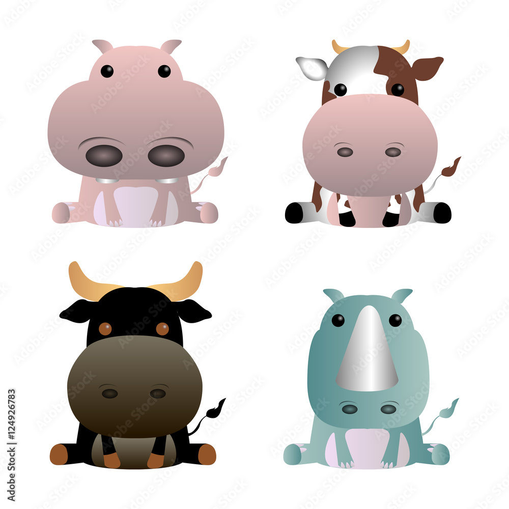 Isolated cute animals Isolated cute animals