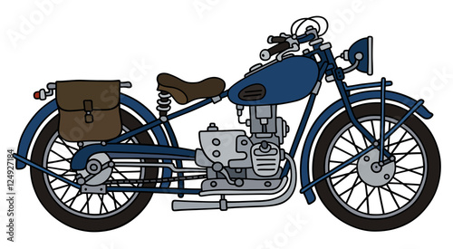 Hand drawing of a classic blue motorcycle