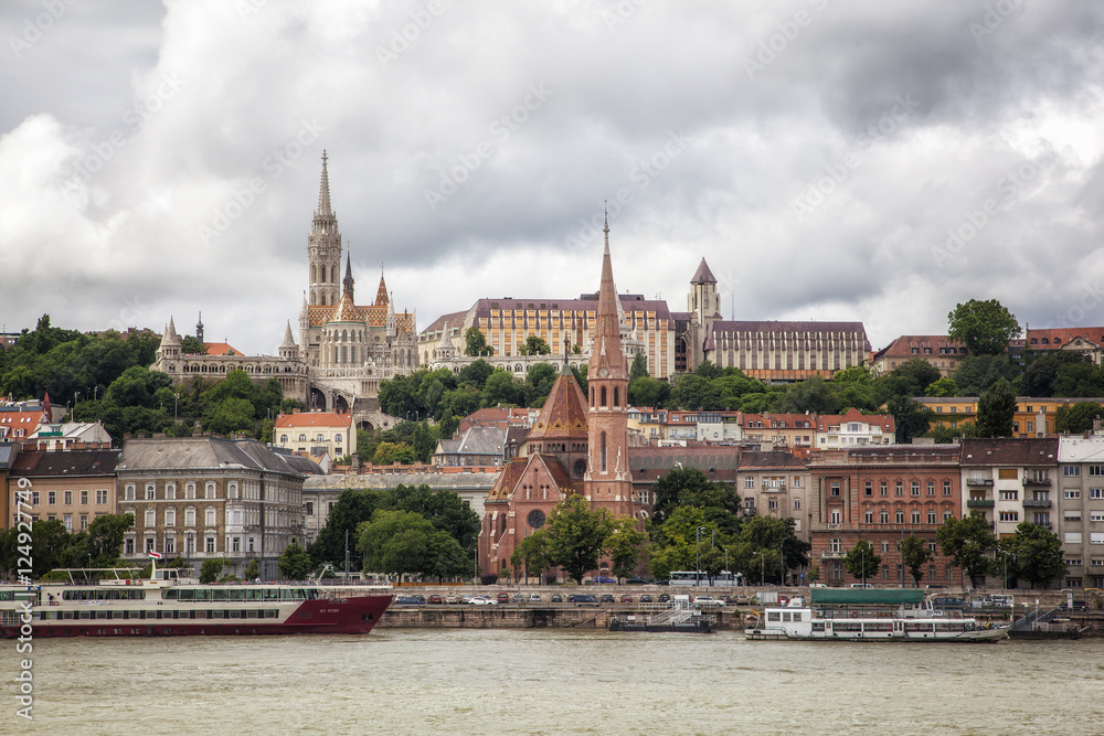 View to Saint Matthias Church from the other side, Budapest, Hungary