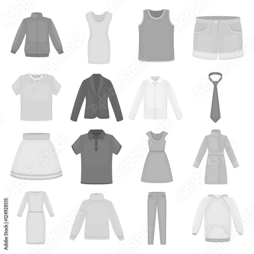 Clothes set icons in monochrome style. Big collection of clothes vector symbol stock illustration
