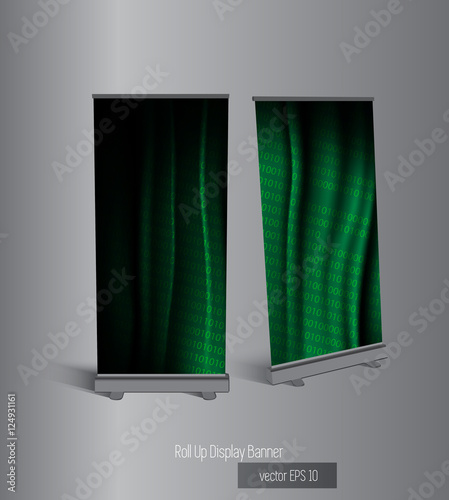 Roll up banner stand design. Vector.