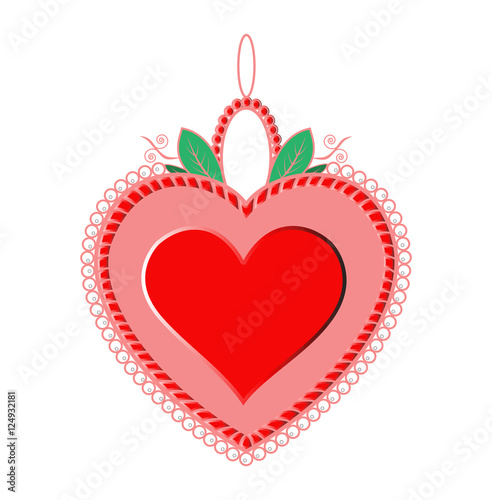 Vector illustration of a pendant heart, ciondolo cuore vettoriale