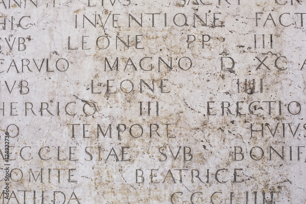 Ancient latin catholic inscription text 