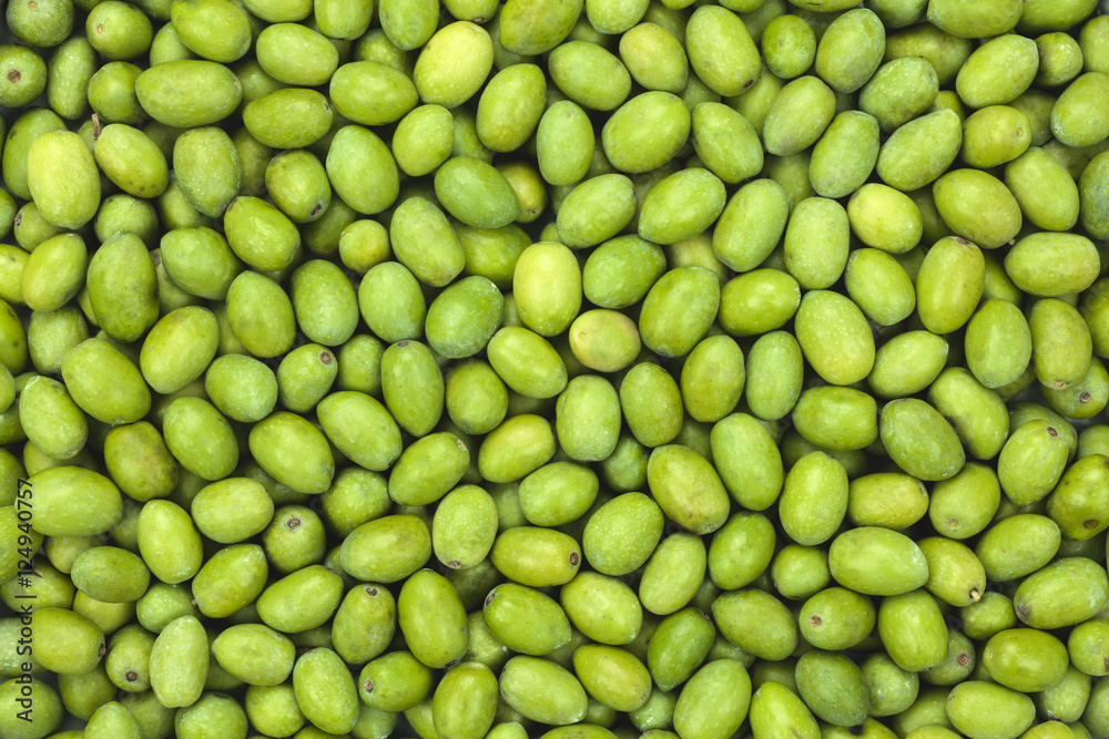 Fresh Harvested Green Olive for oil production pattern texture.