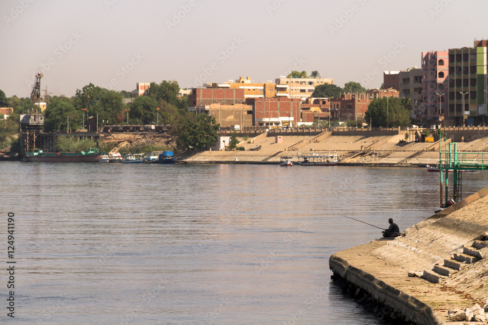 Man fishing in Nile river