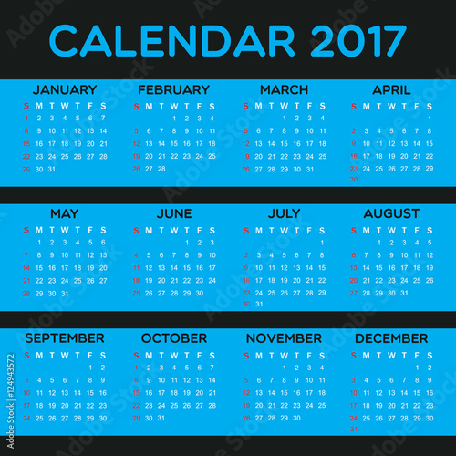 Vector Simple 2017 year calendar
