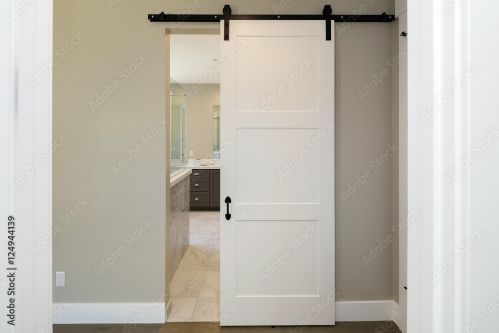 Obraz premium Barn Type Door sliding door hanging. Modern sliding door.