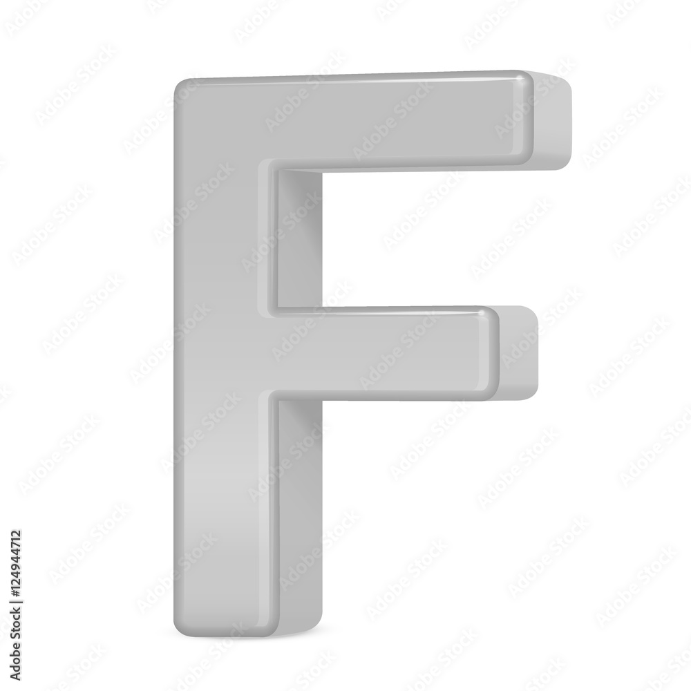 3d silver letter F 3d silver letter F