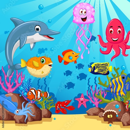funny cartoon sea life for you design