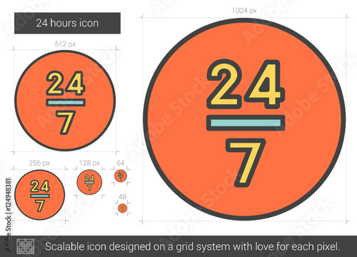 Twenty four hours line icon.
