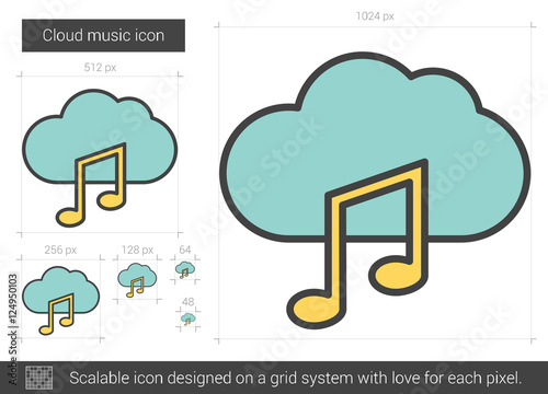 Cloud music line icon.