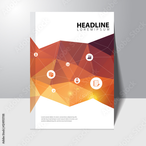 Vector education book cover design template with polygonal background