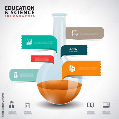 Creative concept infographics test tube glass with speech bubble