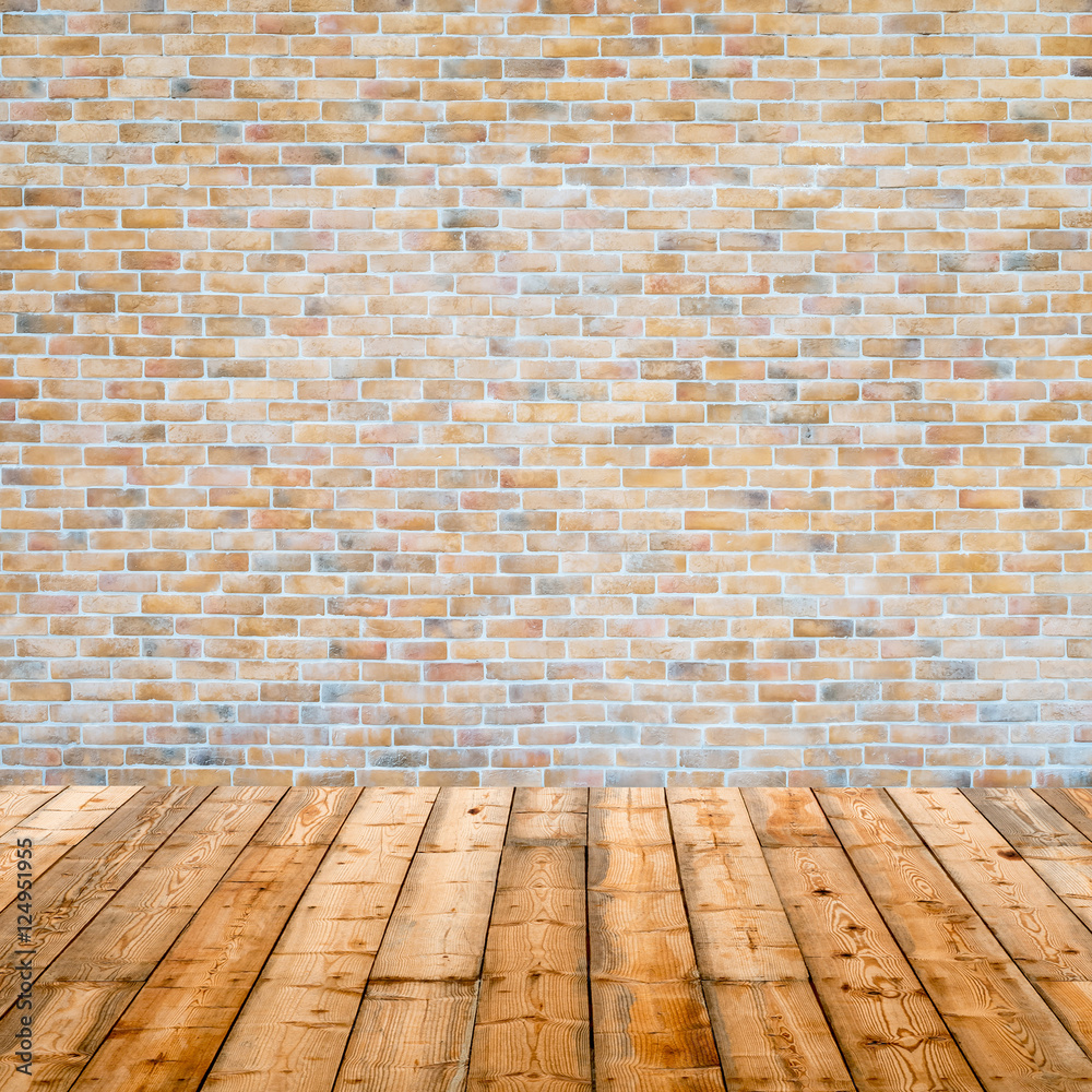 brick wall and wood floor texture interior