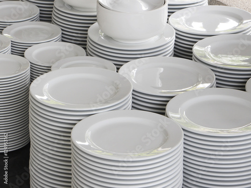 empty white bowls prepare for some party