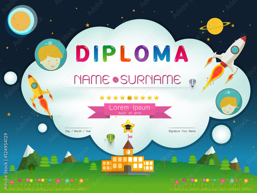 Fototapeta premium Certificate kids diploma