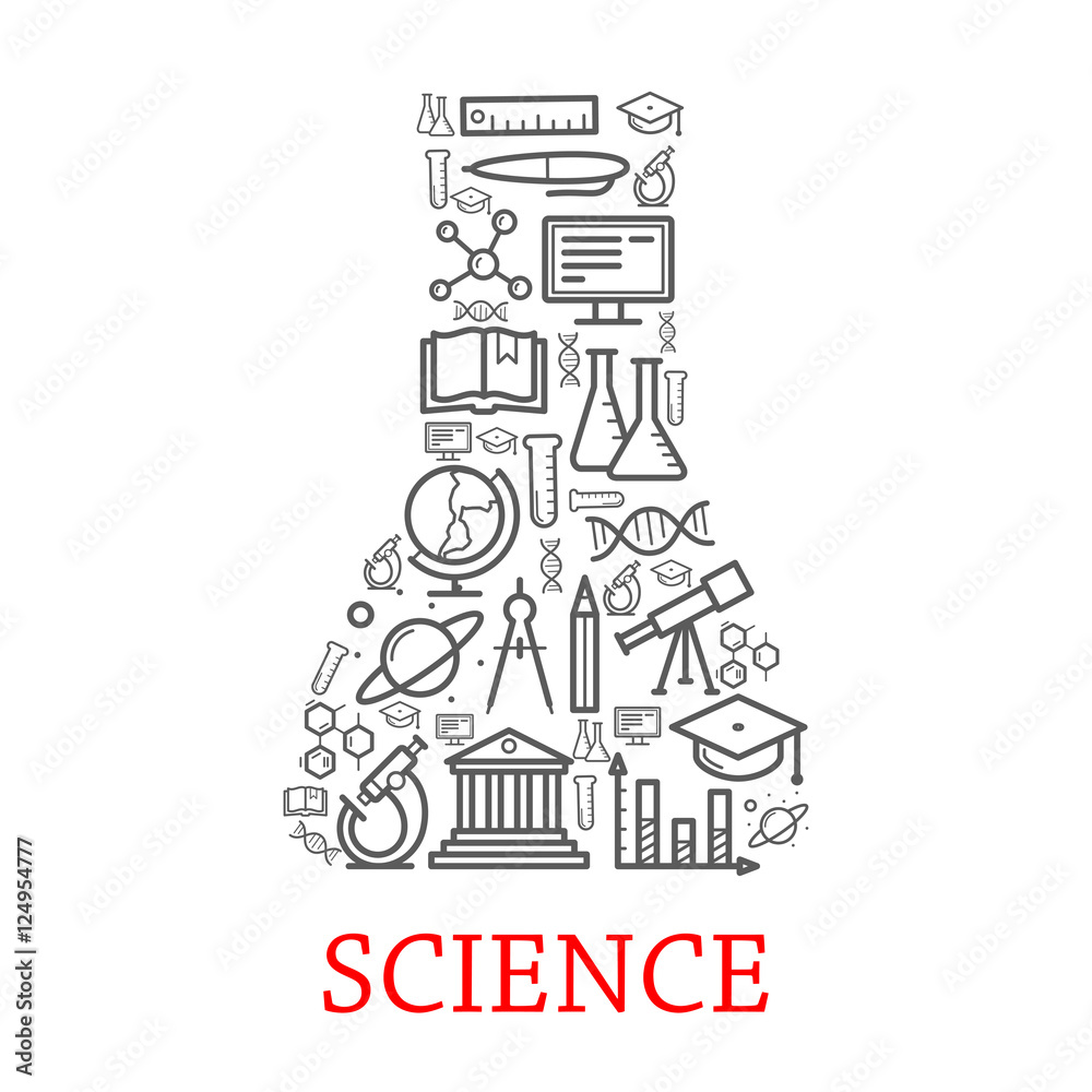 Vector ouline science elements icons