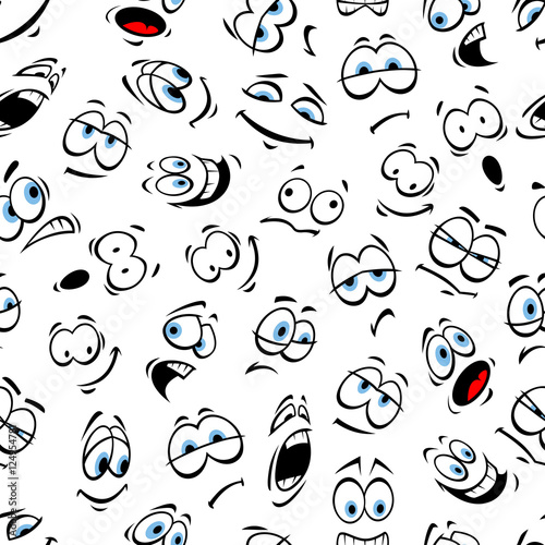 Human cartoon emoticon pattern with blue eyes