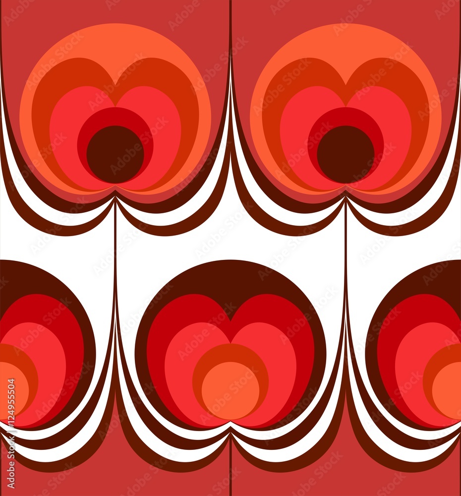 Seamless retro drop circles flower apple background pattern red orange