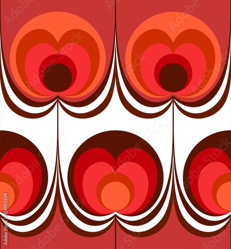 Seamless retro drop circles flower apple background pattern red orange