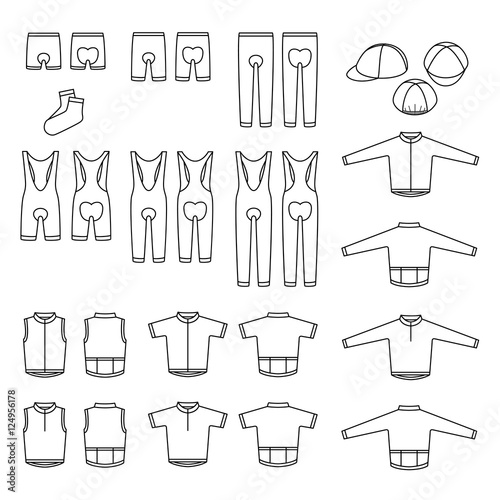 Sport bike wear vector illustration set. Suited for sport wear  manufactures and shops.
