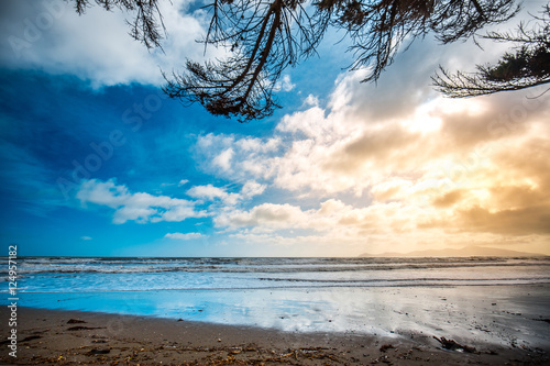 Beautiful Waikawa Beach scenes in Paekakariki wellington, New Zealand photo