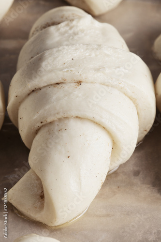 Raw croissant closeup