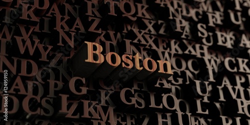 Boston - Wooden 3D rendered letters/message. Can be used for an online banner ad or a print postcard.