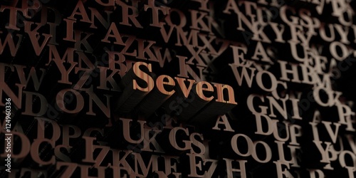 Seven - Wooden 3D rendered letters/message. Can be used for an online banner ad or a print postcard.