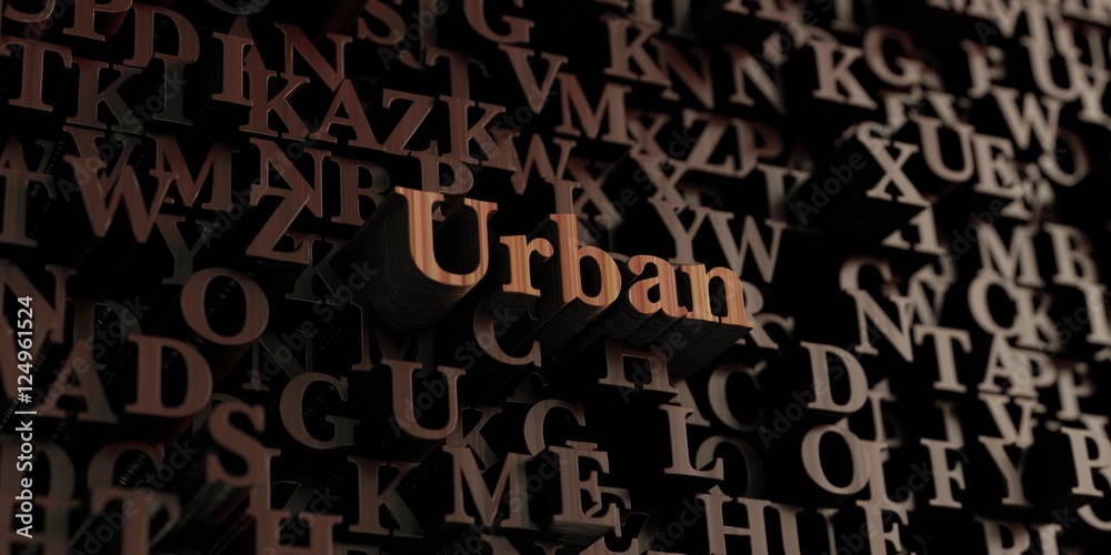 Urban - Wooden 3D rendered letters/message.  Can be used for an online banner ad or a print postcard.