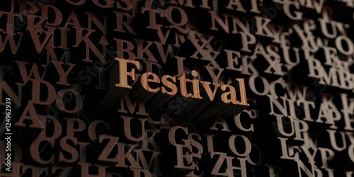 Festival - Wooden 3D rendered letters/message.  Can be used for an online banner ad or a print postcard.