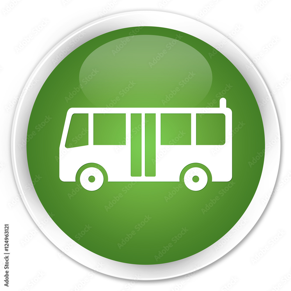 Bus icon soft green glossy round button Bus icon soft green glossy round button