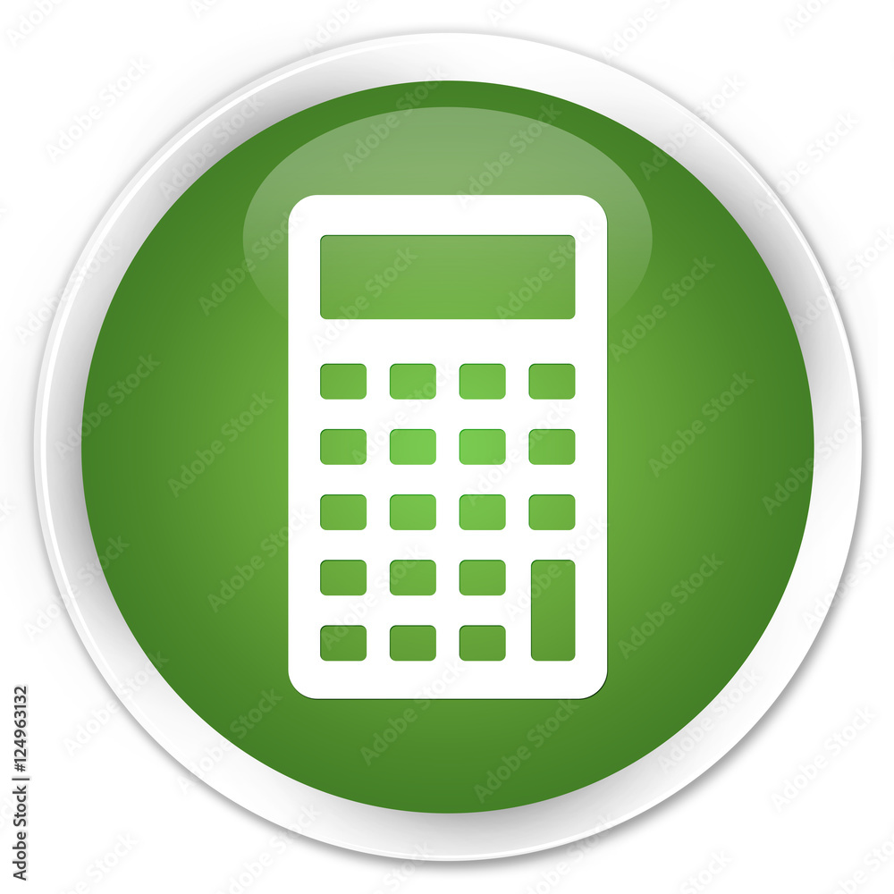 Calculator icon soft green glossy round button Calculator icon soft green glossy round button