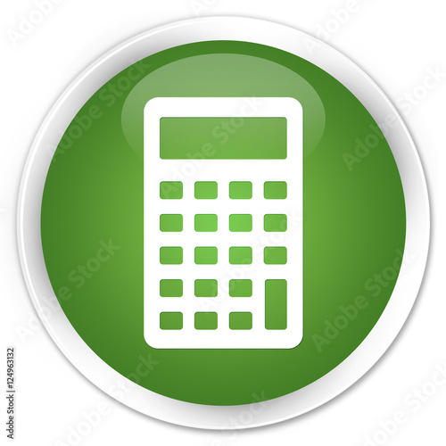 Calculator icon soft green glossy round button