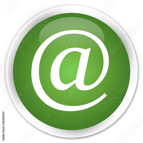 Email address icon soft green glossy round button
