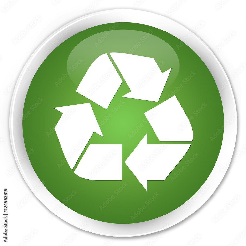 Recycle icon soft green glossy round button Recycle icon soft green glossy round button