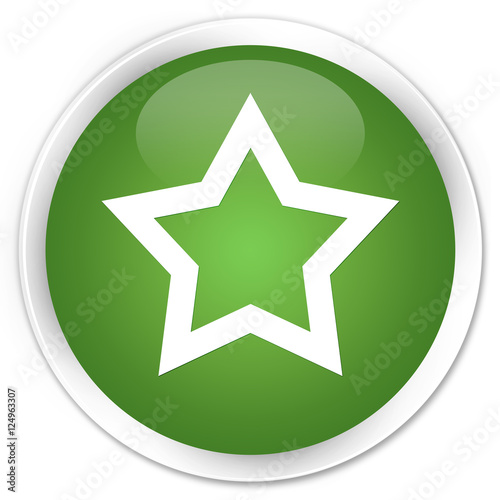 Star icon soft green glossy round button