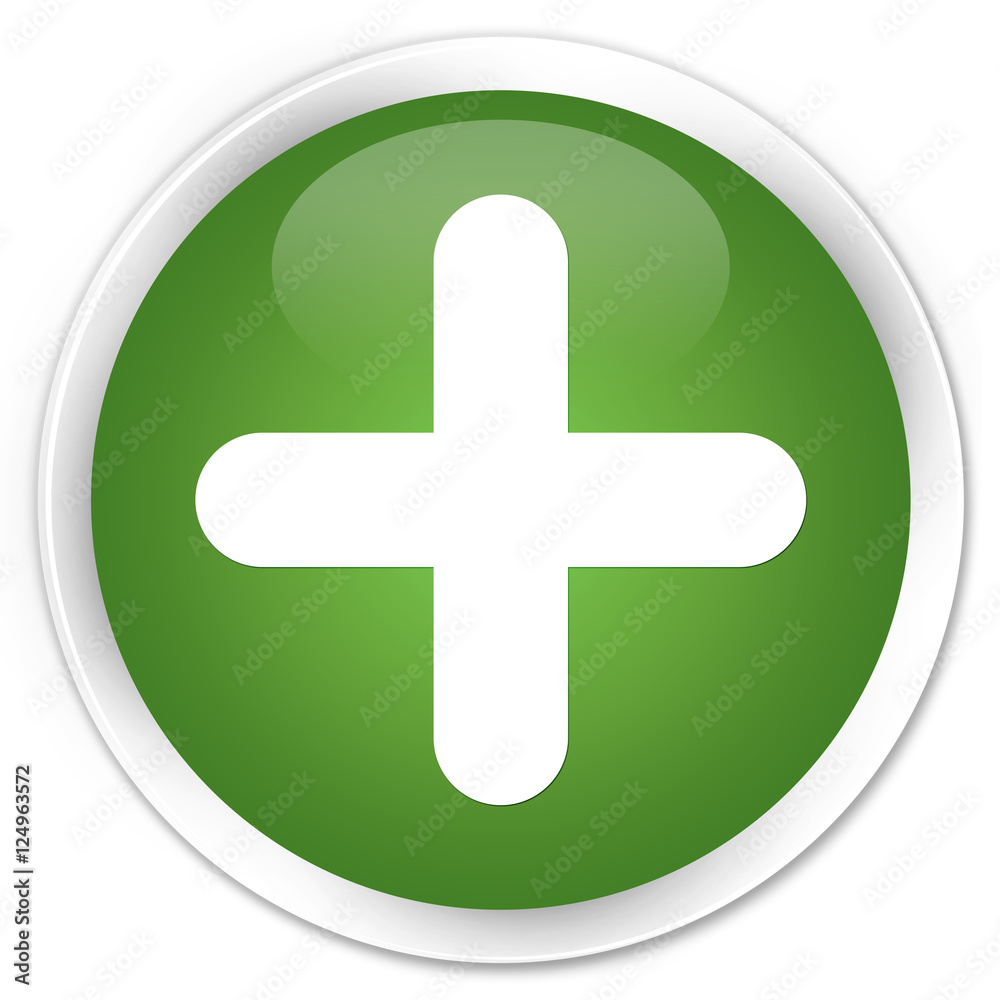 Plus icon soft green glossy round button Plus icon soft green glossy round button