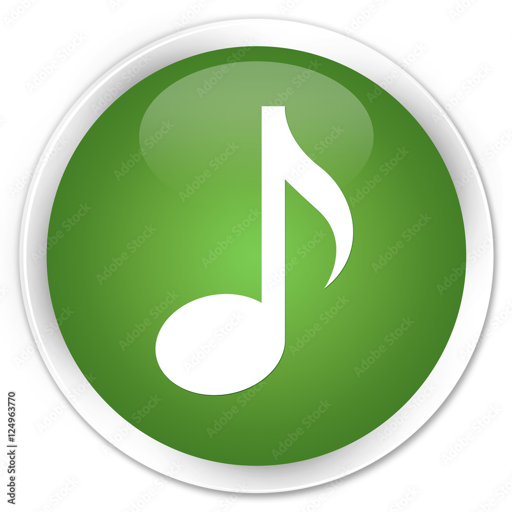 Music icon soft green glossy round button Music icon soft green glossy round button