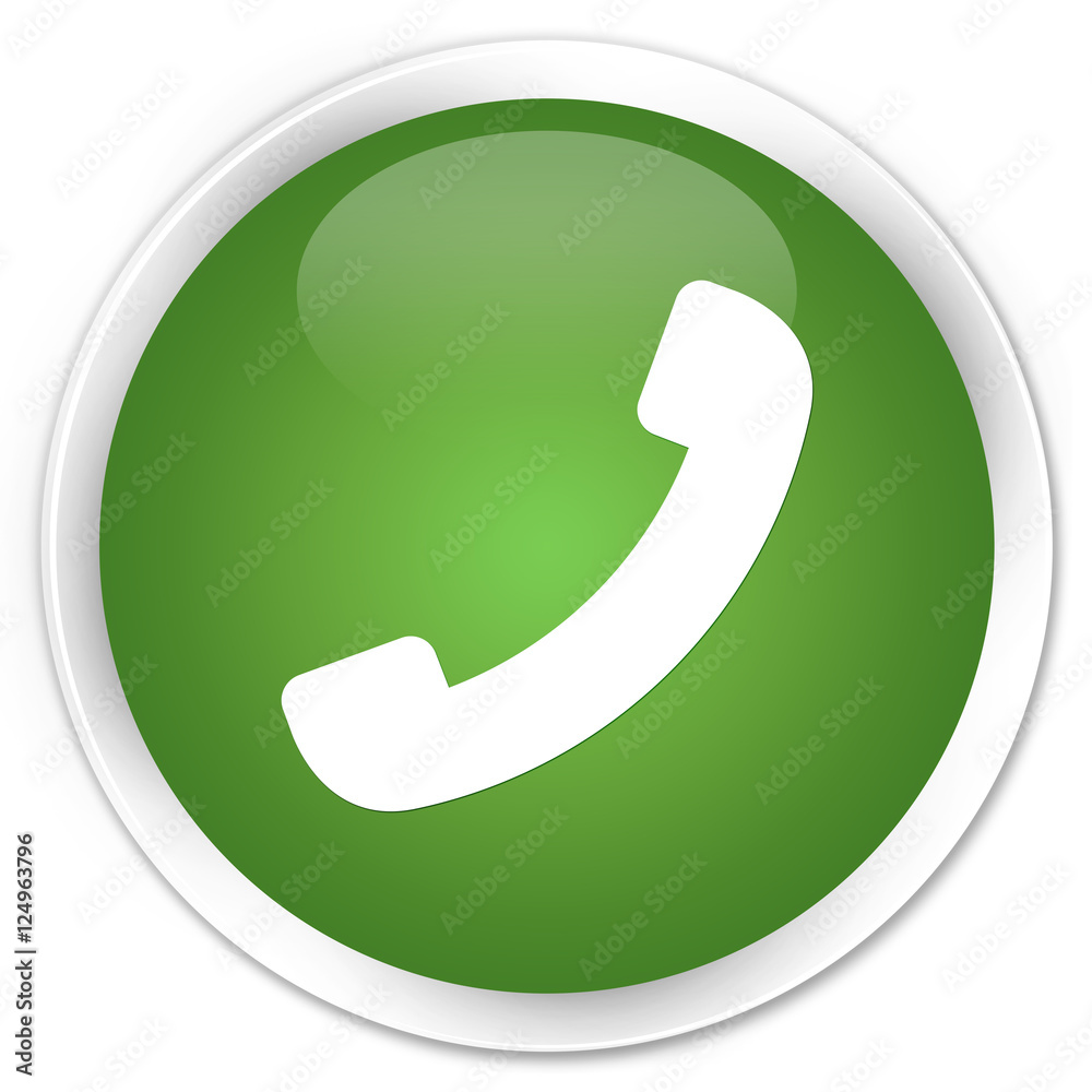 Phone icon soft green glossy round button Phone icon soft green glossy round button
