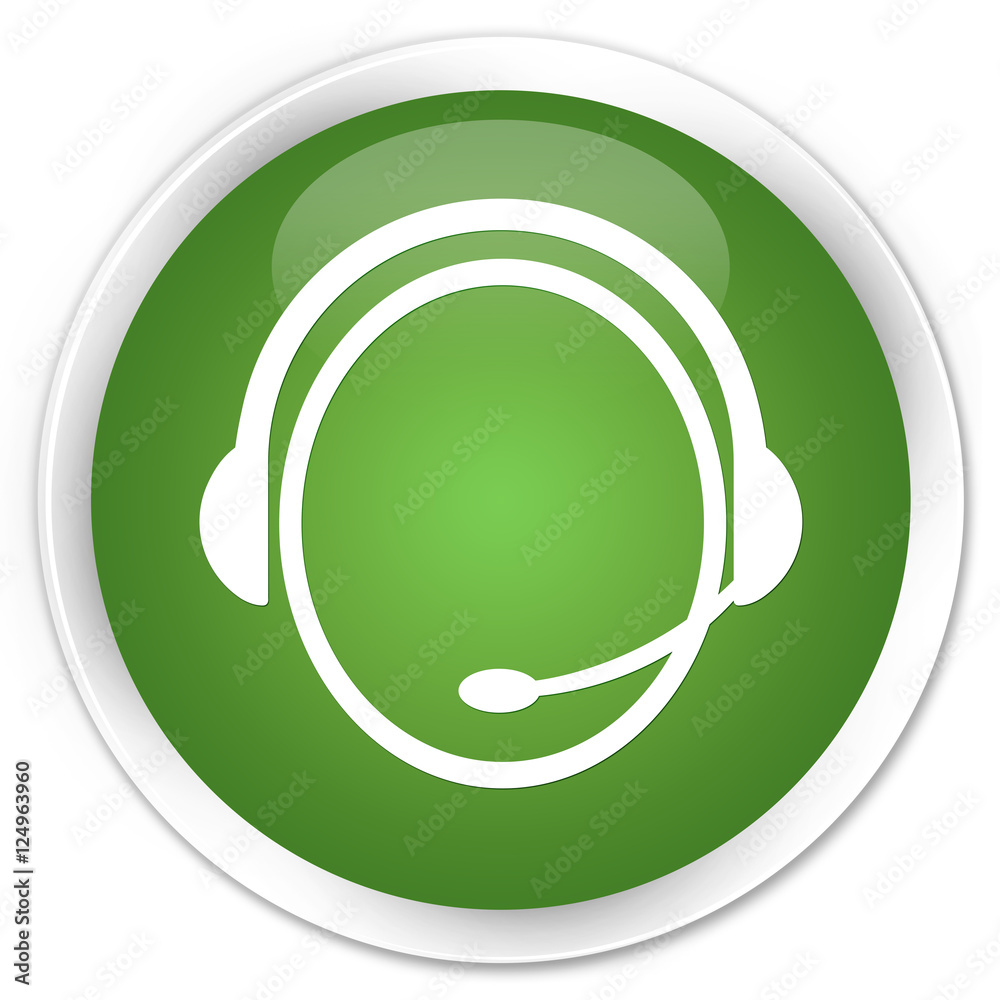 Customer care service icon soft green glossy round button Customer care service icon soft green glossy round button