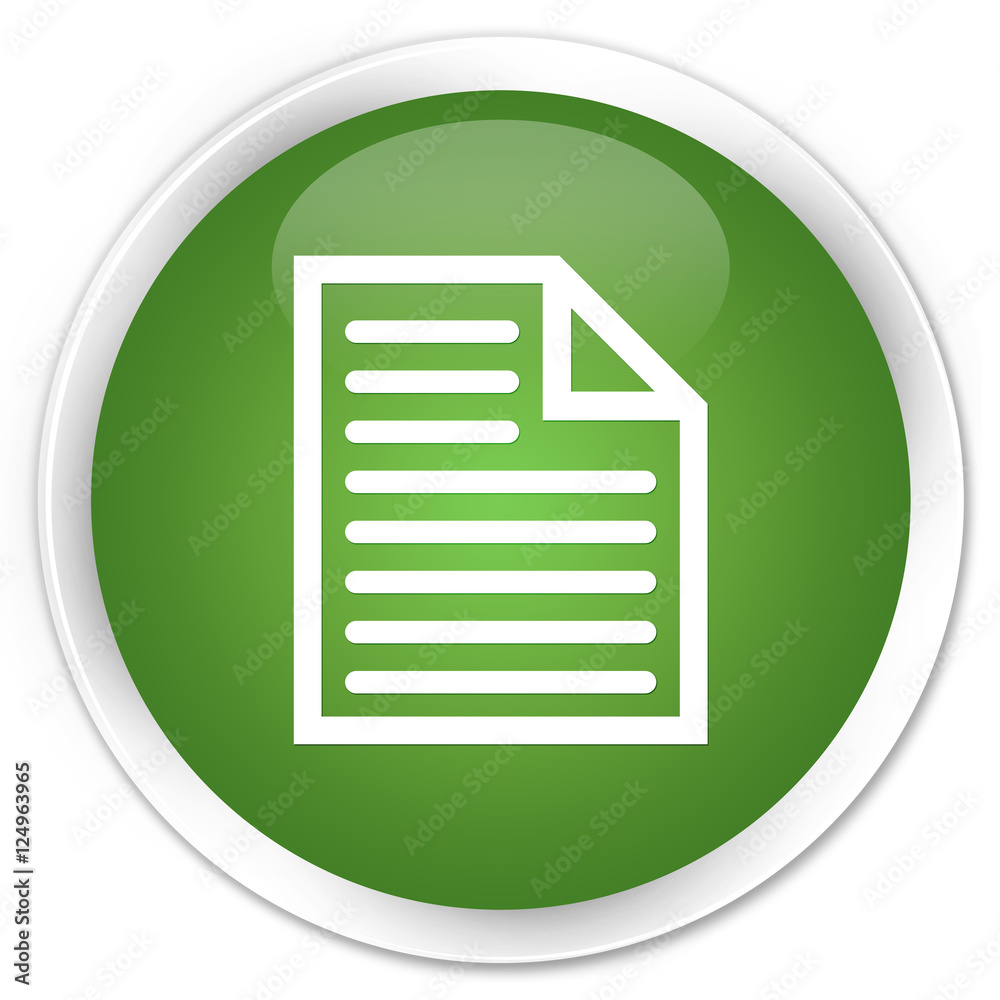 Document page icon soft green glossy round button Document page icon soft green glossy round button