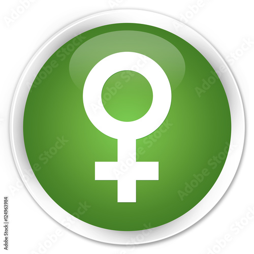 Female sign icon soft green glossy round button