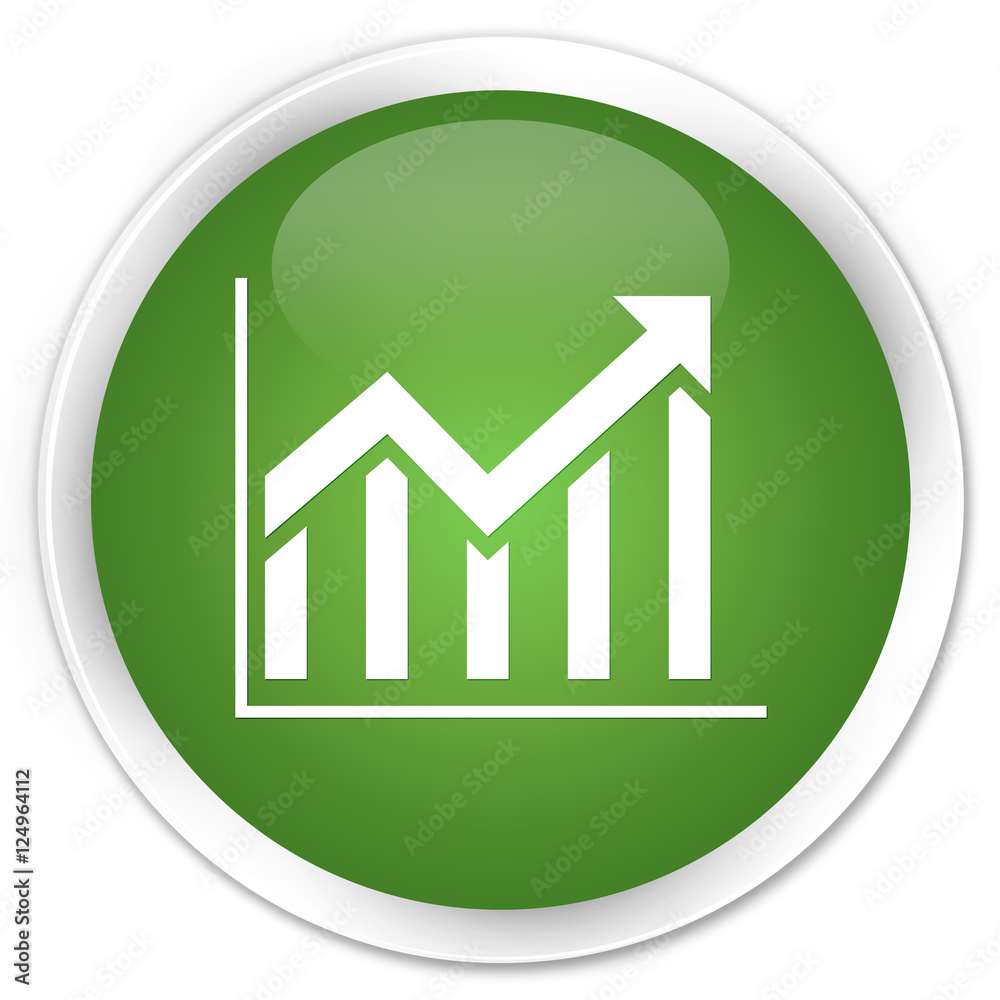 Statistics icon soft green glossy round button Statistics icon soft green glossy round button