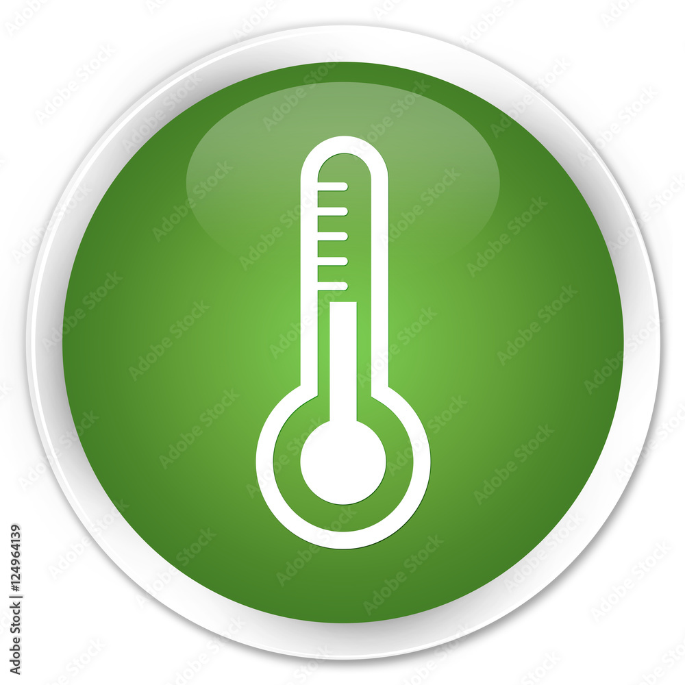 Thermometer icon soft green glossy round button Thermometer icon soft green glossy round button