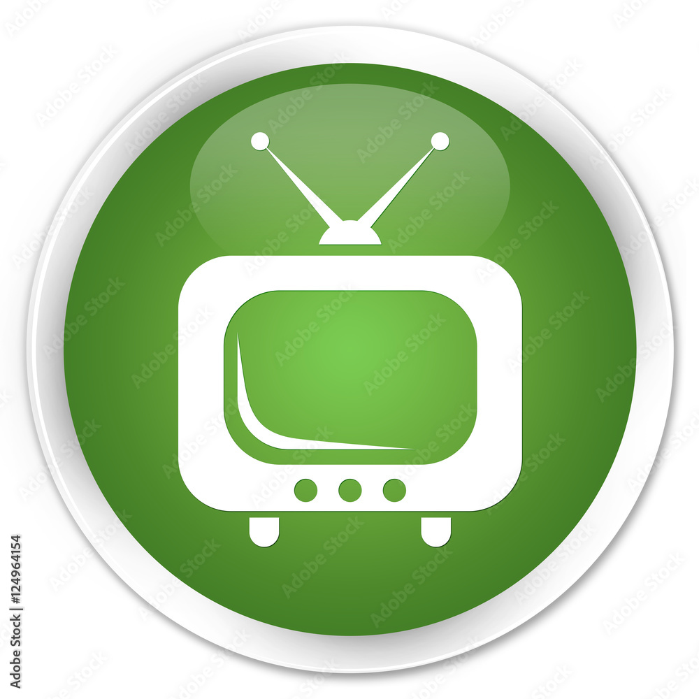 TV icon soft green glossy round button TV icon soft green glossy round button